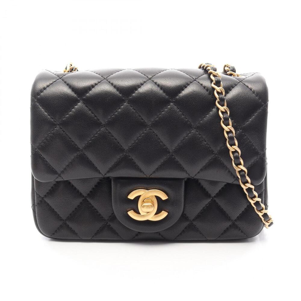 Chanel Mini Matelassé Shoulder Bag/Handbag, Lambskin Leather, Women's, Black